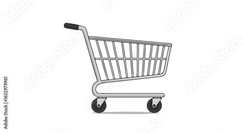 Illustration of an Empty Shopping Cart Ready for Retail Purchases and Grocery Shopping Experience