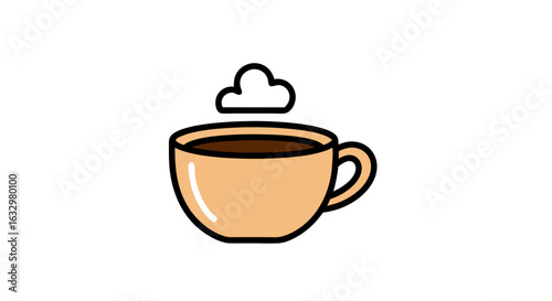 Stylized Coffee Cup Illustration with Rising Steam on a Neutral Backdrop offering a warm embrace of a comforting beverage