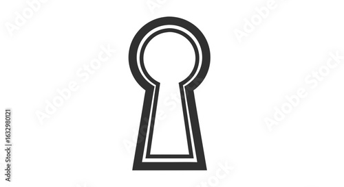 Abstract Keyhole Silhouette Depicting Access Security and Mystery on White Canvas