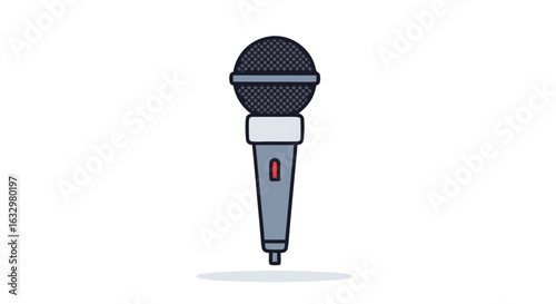 Stylized Microphone Illustration on a White Background for Media and Communication 95 character