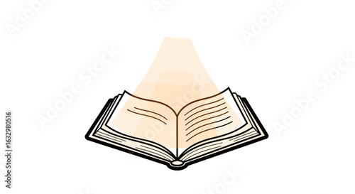 Open book with light emanating symbolizes knowledge and learning concept