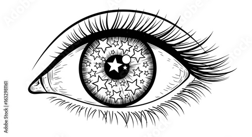 Cosmic Gaze: A stylized eye with stars in the iris.