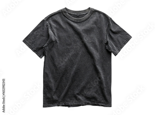 Dark gray vintage style cotton tshirt mockup, Isolated On White, Transparent Background, Png Cut Out