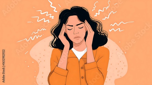 Woman with Headache, Stress, Mental Health