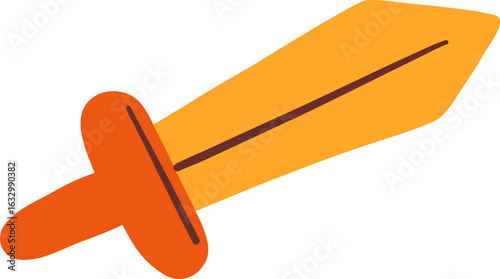 Flat Style Yellow Orange Toy Sword Illustration