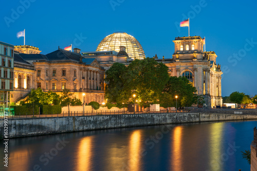 Photography Reichtag at night in Berlin. Germany
