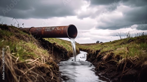 Wallpaper Mural Water flowing from pipe into creek Torontodigital.ca