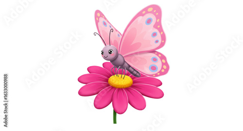 butterfly on pink flower