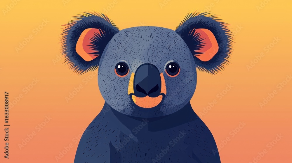 Fototapeta premium Cute koala portrait on gradient background. Possible use stock photo