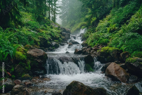 Forest waterfall scenery background