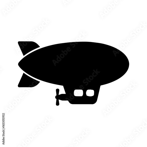 Zeppelin airship icon with transparent background for vintage aviation and air transport concept
