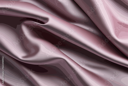 Close-up view of a mauve satin fabric with flowing folds and a smooth texture.
