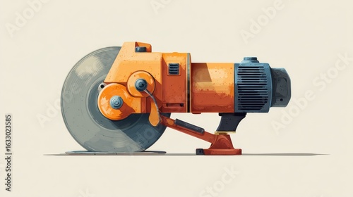 Orange-and-gray circular saw, vintage style