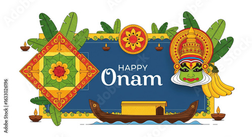 Happy Onam Festival Poster banner Flyer Design Vector illustration