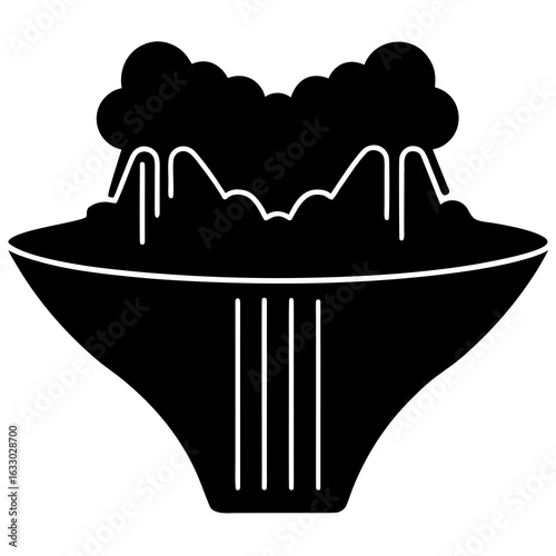 Vector art of volcanic eruption with smoke and lava isolated on white background illustration