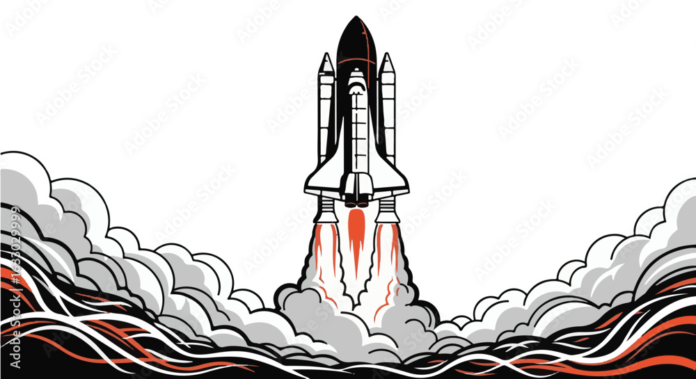 Obraz premium Space Shuttle Launch Illustration: Vector Graphic Design