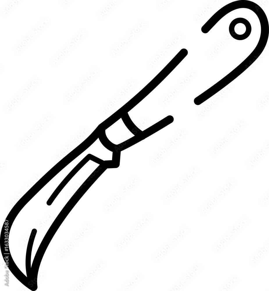 Obraz premium Minimalist Line Art of a Folding Knife Design in Black Outline