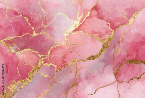 A beautiful abstract background features a pink and gold marble texture, creating an elegant and luxurious visual for design projects.