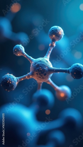 Close-up view of a complex molecular structure.