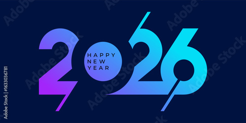 2026 Happy New Year design vector illustration. Unique 2026 logo design template. In modern gradient color
