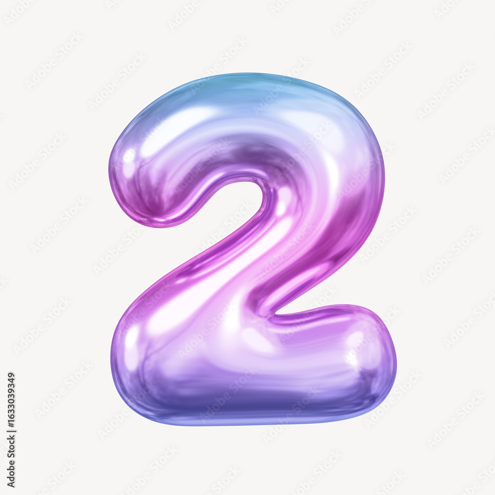Naklejka premium 2 number two, pink 3D gradient balloon design