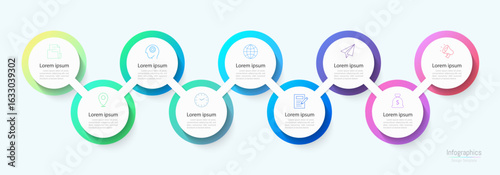 Infographic 9 options design elements for your business data. Vector Illustration.