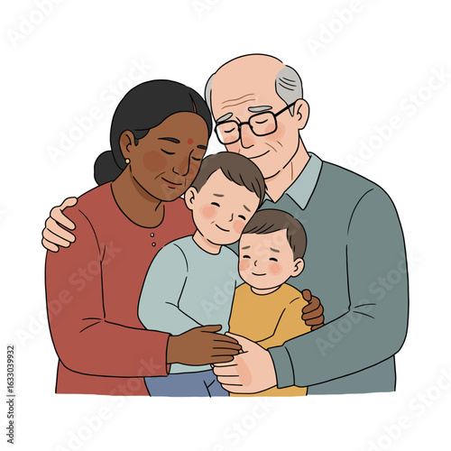 Diverse Family Embrace: Intergenerational Love and Connection