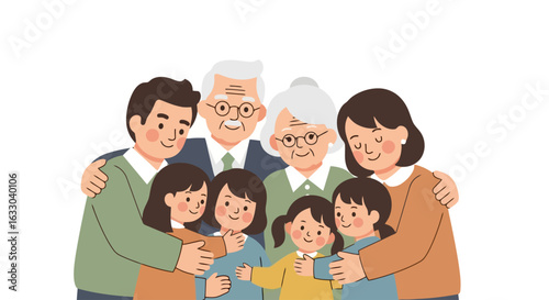 Generational Family Portrait Illustration