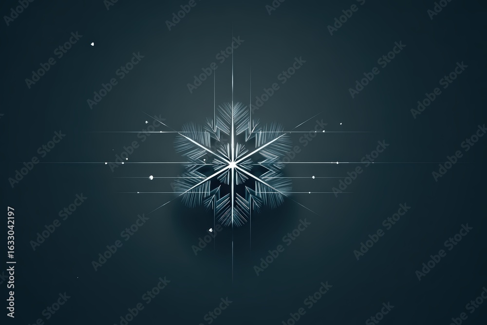 Obraz premium Intricate Frosty Snowflake Design on Dark Background with Subtle Sparkles - Perfect for Winter and Holiday Themes