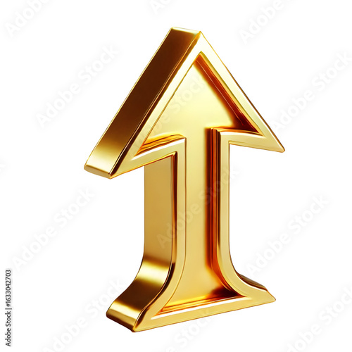 rising gold arrow 3d render icon isolated on white background