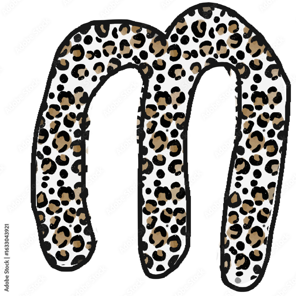 Fototapeta premium Cheetah print doodle font letter p