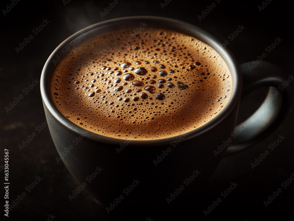 Fototapeta premium Coffee and Roasted Beans on a Dark, Moody Background