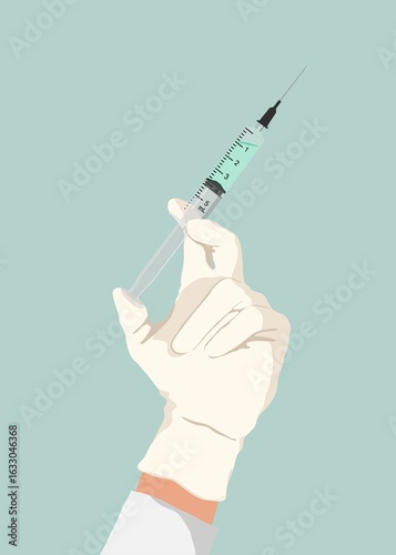 hand holding syringe, medical, white glove clip art preview