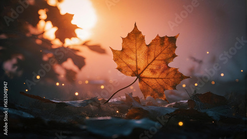 Autumn leaves in the warm sunshine