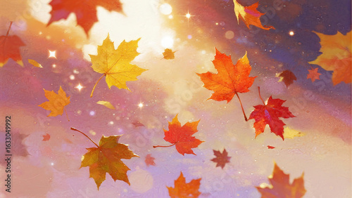 Autumn leaves in the warm sunshine