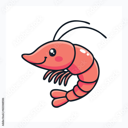 Cartoon shrimp vector illustration with marine animal seafood