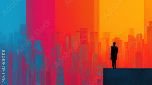 Responsible investment theme showing investor focusing on ESG criteria in modern office backdrop