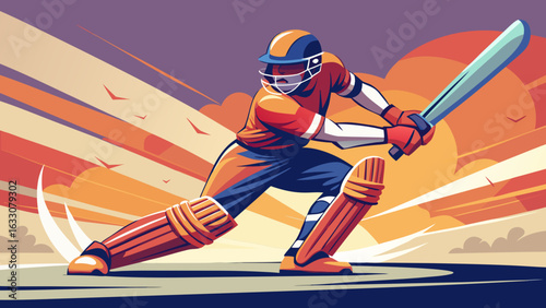 Cricket Action Illustrations – Batting Poses and Dynamic Sport Scenes
