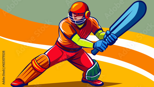 Cricket Action Illustrations – Batting Poses and Dynamic Sport Scenes
