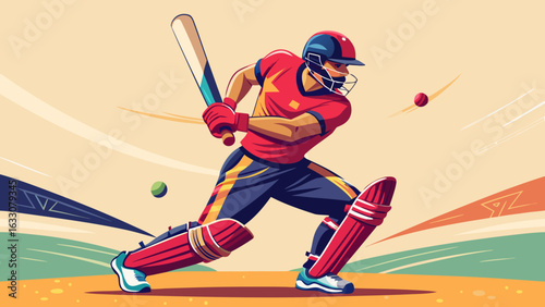 Cricket Action Illustrations – Batting Poses and Dynamic Sport Scenes