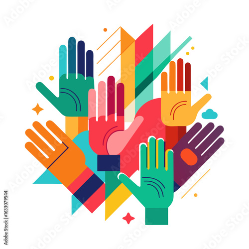 Abstract Hands Making Sign Language Gestures Vector Illustration
