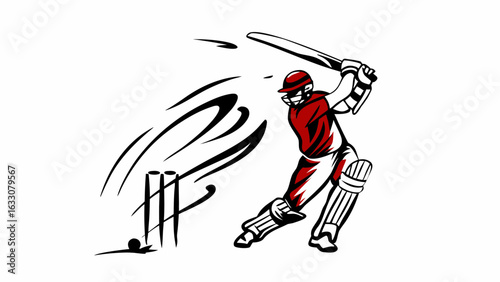 Cricket Action Illustrations – Batting Poses and Dynamic Sport Scenes