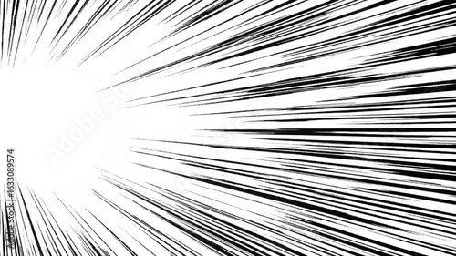 Abstract Black White Radial Lines Speed Burst Energy Power Manga Graphic Design Art Illustration Background Texture