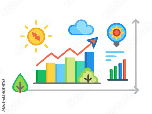 graph, horizontal, progress, color image, no people, environmental conservation, grass, nature, social issues, environmental issues, chart, ideas, improvement, innovation, investment, simplicity, sphe