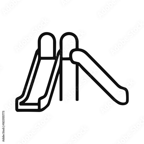 Minimalist Outline Dual Slide Structure Simple Play Park Children's Illustration