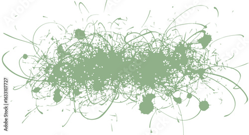 Abstract green scribble and splatter design with organic flowing lines