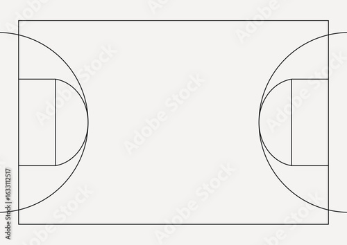 Basketball court outline, design element vector