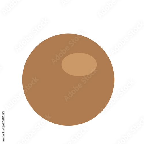 2d Brown circle vector representing nut, seed or round food item in simple flat design on white background.
