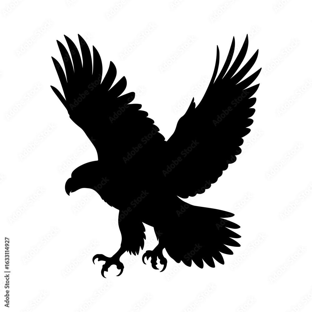 Obraz premium Eagle silhouette icon vector flat illustration on white background.