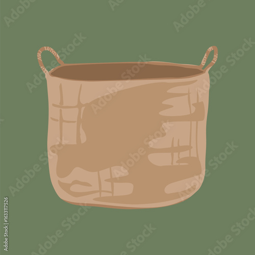 Laundry basket, aesthetic illustration vector